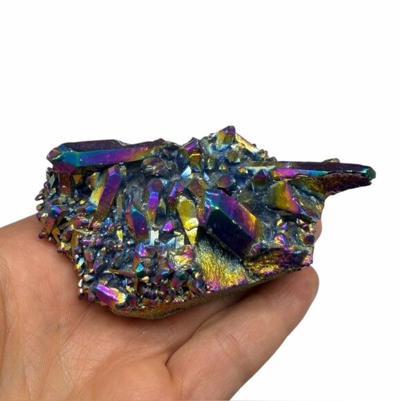 Titanium Aura Quartz Cluster Rainbow Mystic Aurora AB Iridescent Stone - Picture 2 of 7
